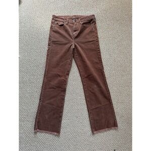 American Eagle Women's High Rise Cropped Flare Ankle Brown Corduroy Pants 8
